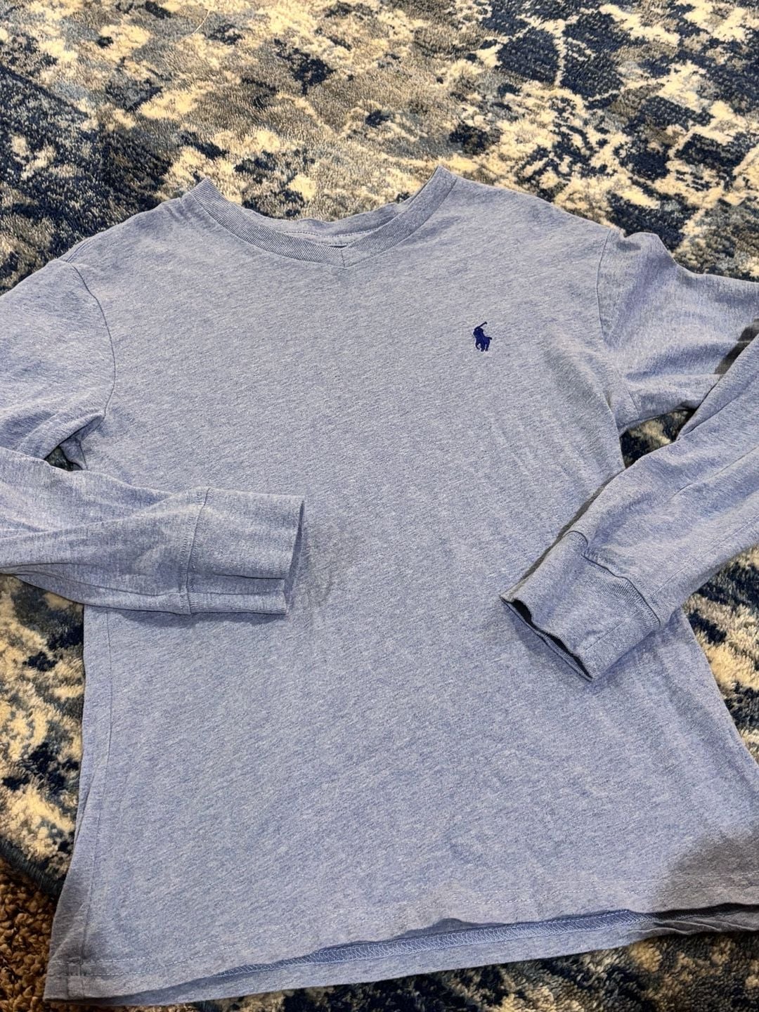 Polo Ralph Lauren Long Sleeve V-Neck T-Shirt youth Size 8 Blue 2