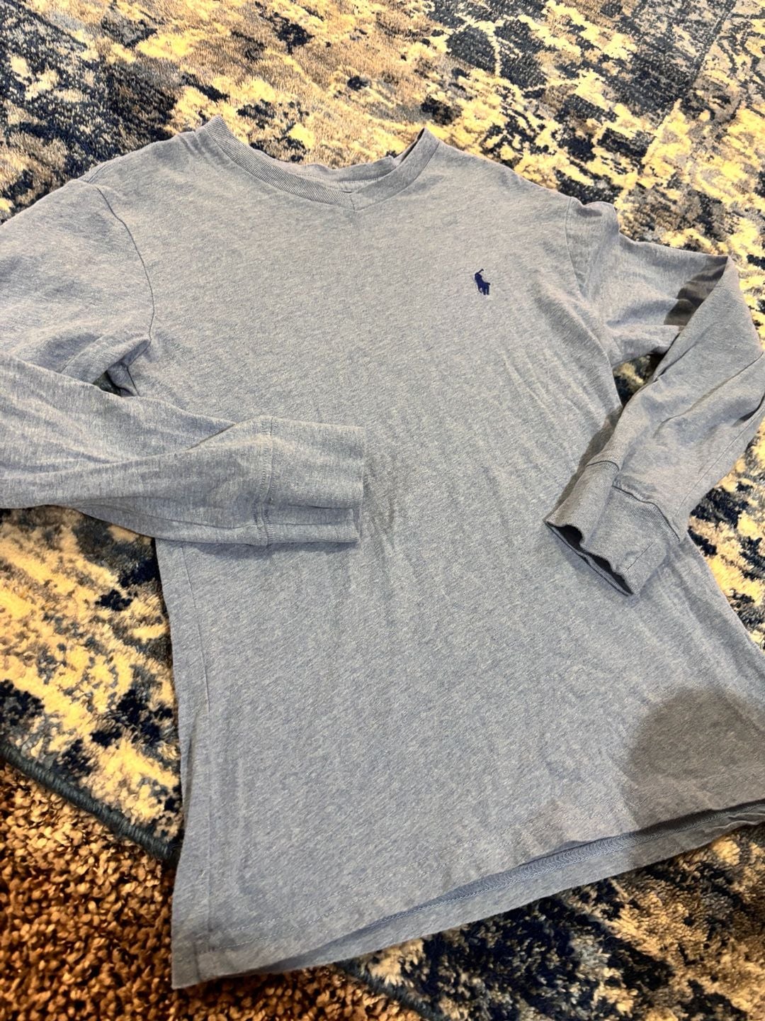 Polo Ralph Lauren Long Sleeve V-Neck T-Shirt youth Size 8 Blue 3