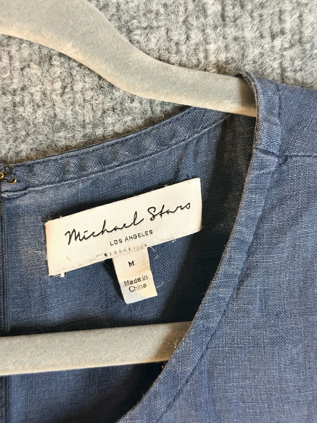 Michael Stars Midi Dress Size M Blue Linen Sleeveless 5