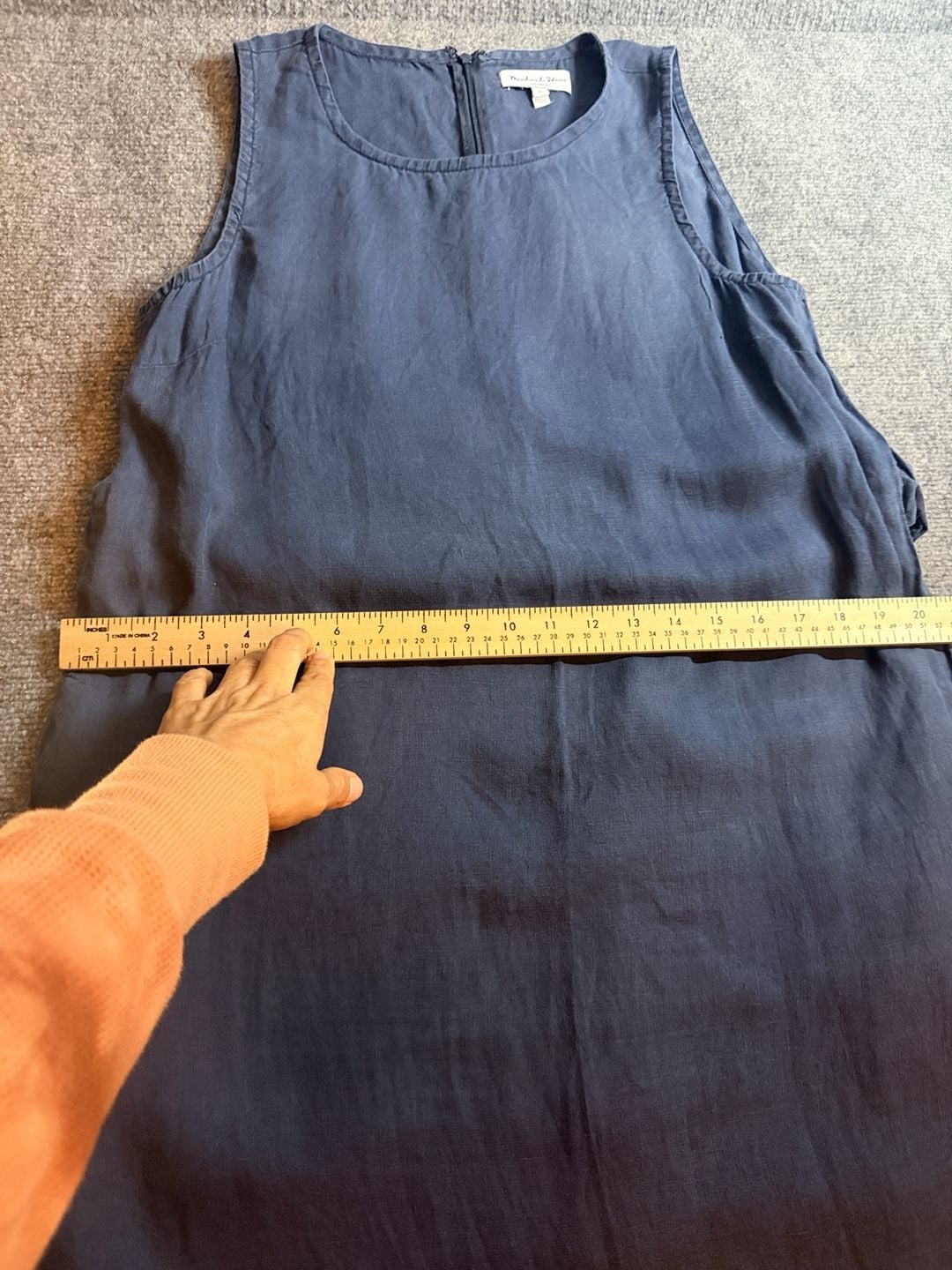 Michael Stars Midi Dress Size M Blue Linen Sleeveless 7