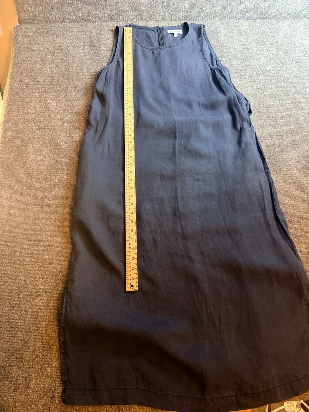 Michael Stars Midi Dress Size M Blue Linen Sleeveless 8
