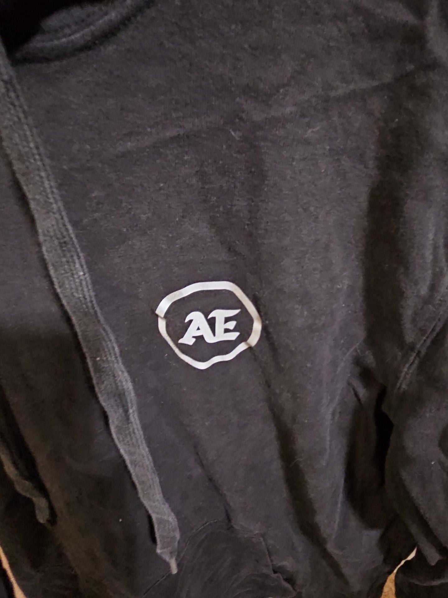 American Eagle Hoodie Size S Black AE Logo Graphic Pullover 4