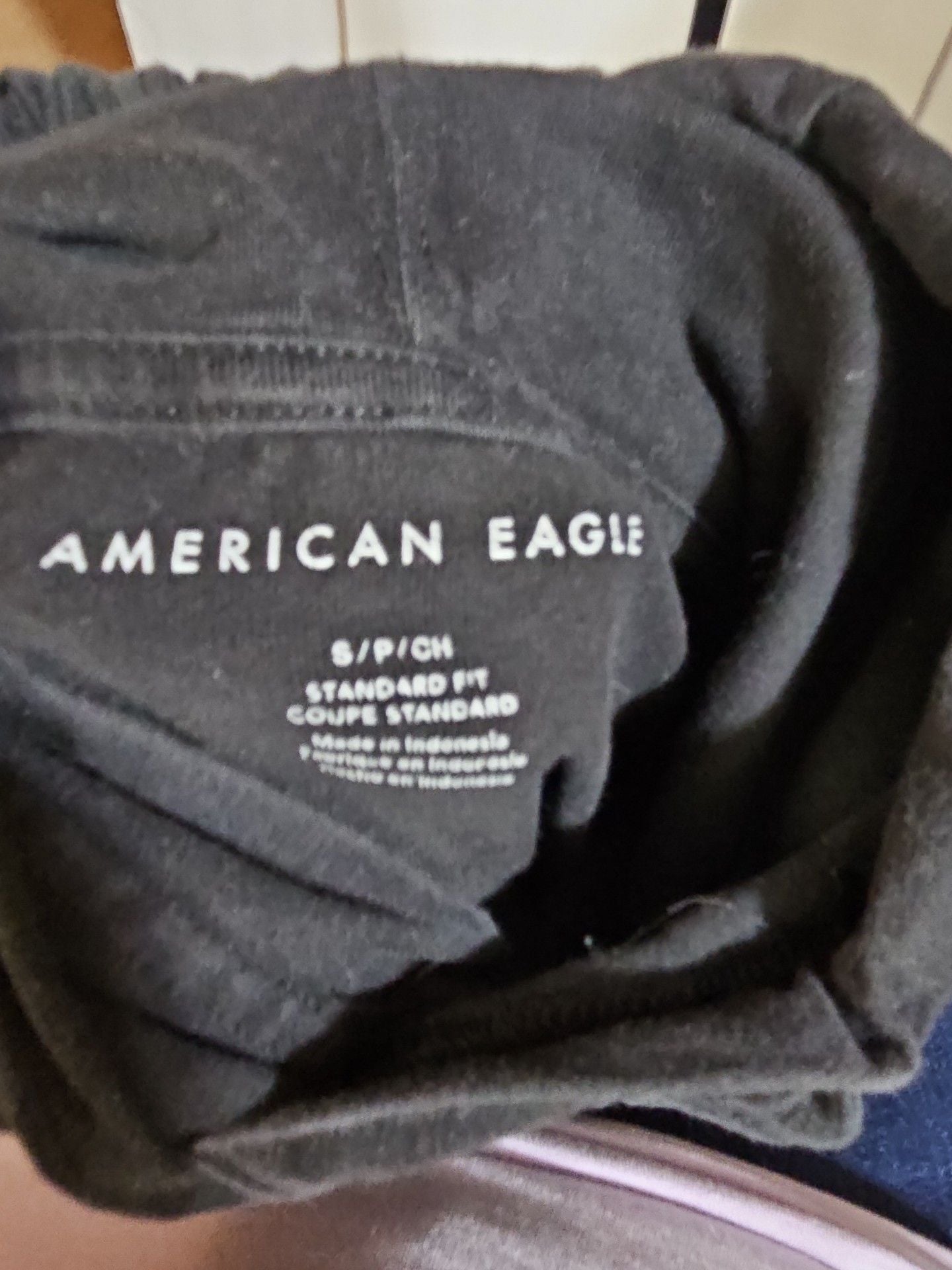 American Eagle Hoodie Size S Black AE Logo Graphic Pullover 6