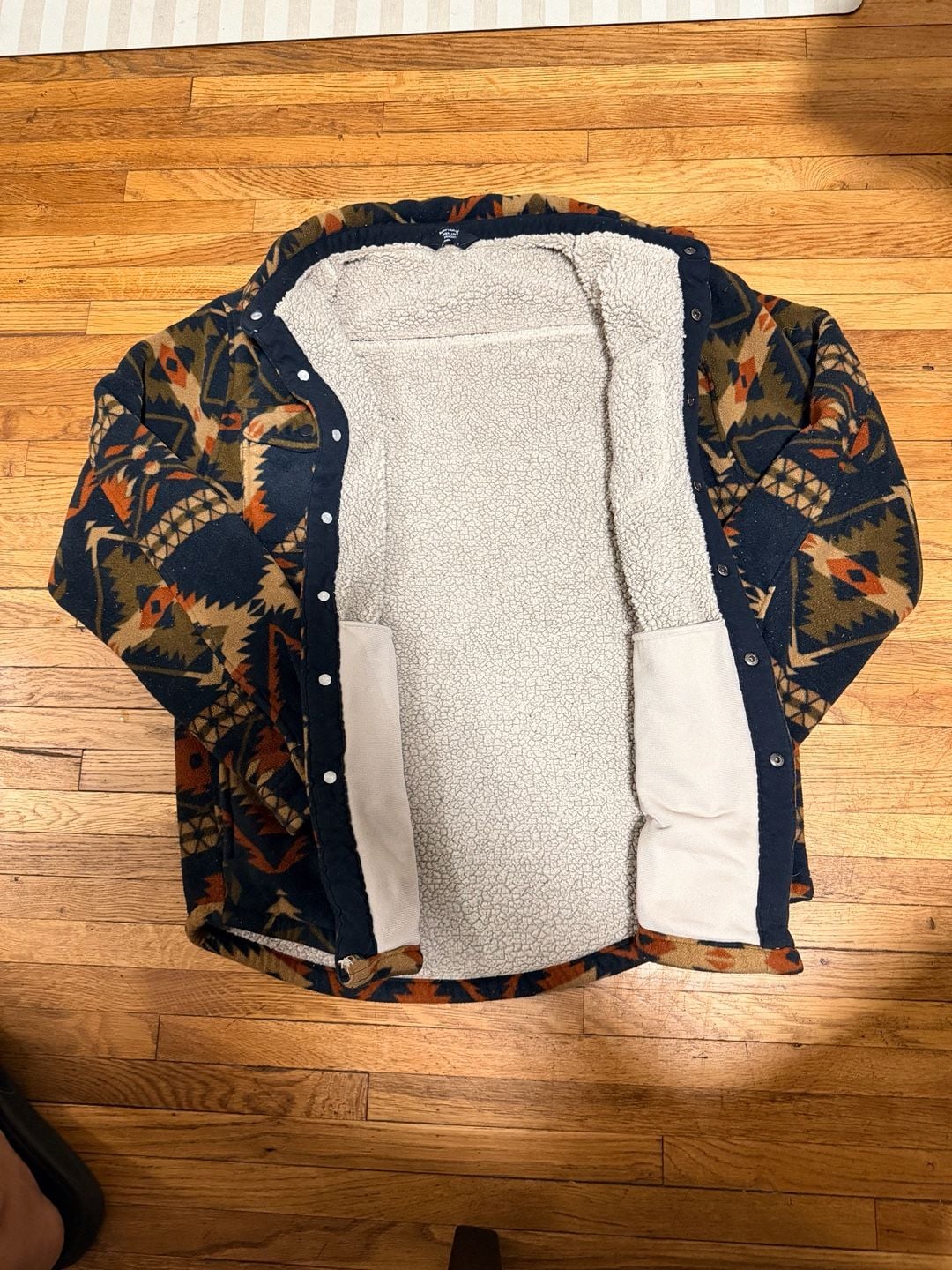 Aztec Print Fleece Button Down Shirt Jacket 4