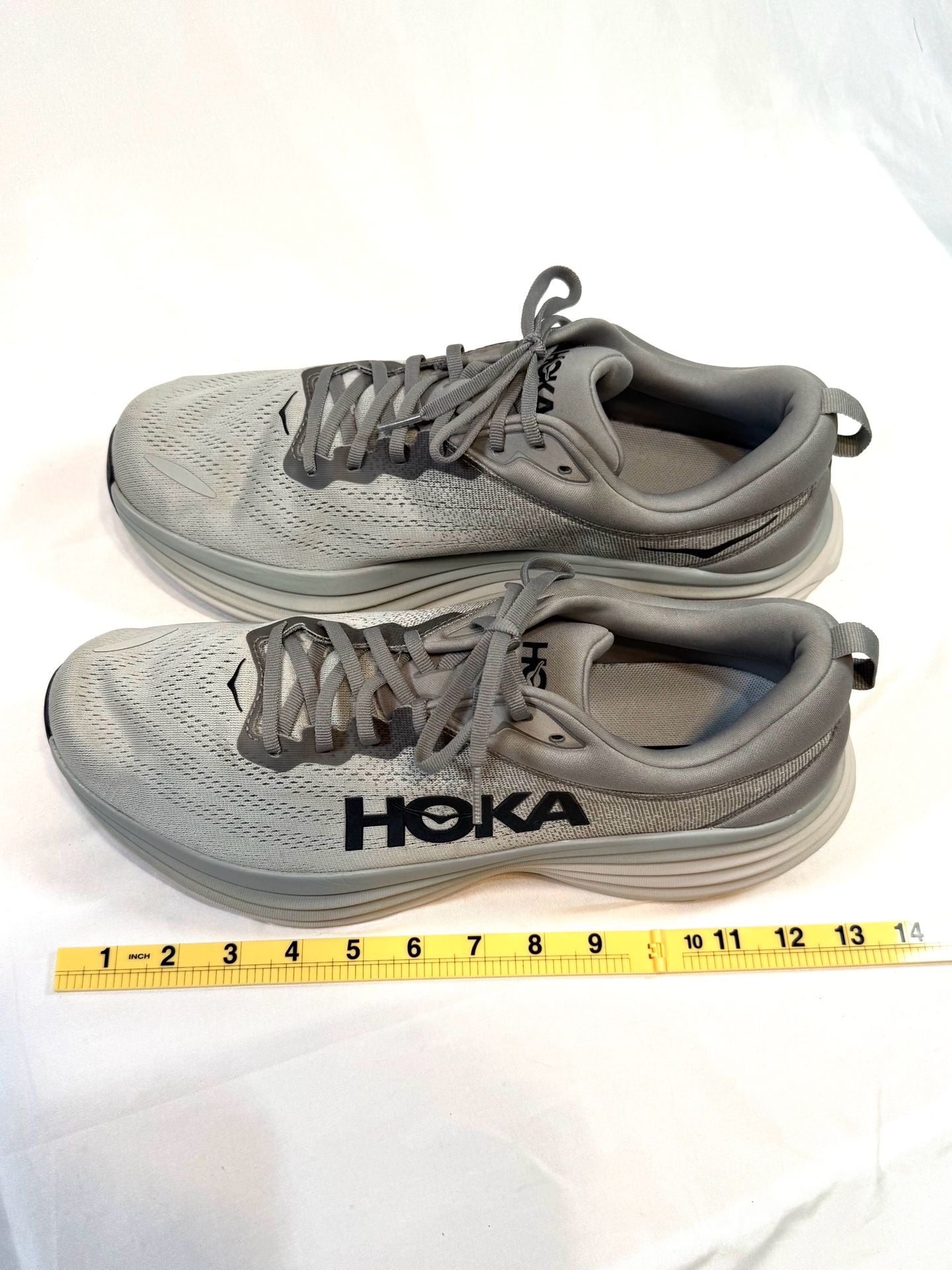 Hoka Men's Bondi 8 Sneakers 13 D Gorpcore Normcore Athleisure Streetwear Minimalist Sharkskin Harbor Mist Gray Grey 1123202 SHMS Running Walking Cushioned Neutral UK 12.5 EU 48 3