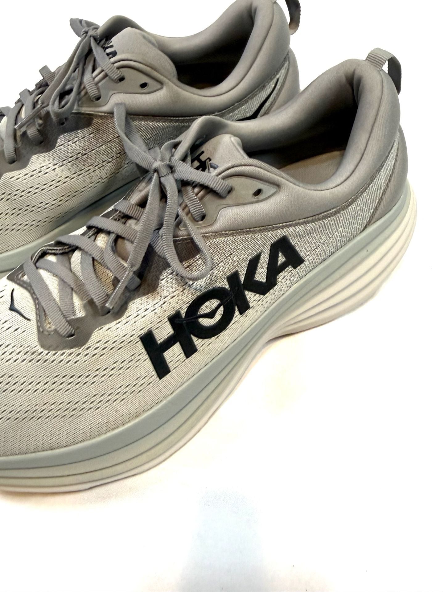 Hoka Men's Bondi 8 Sneakers 13 D Gorpcore Normcore Athleisure Streetwear Minimalist Sharkskin Harbor Mist Gray Grey 1123202 SHMS Running Walking Cushioned Neutral UK 12.5 EU 48 5