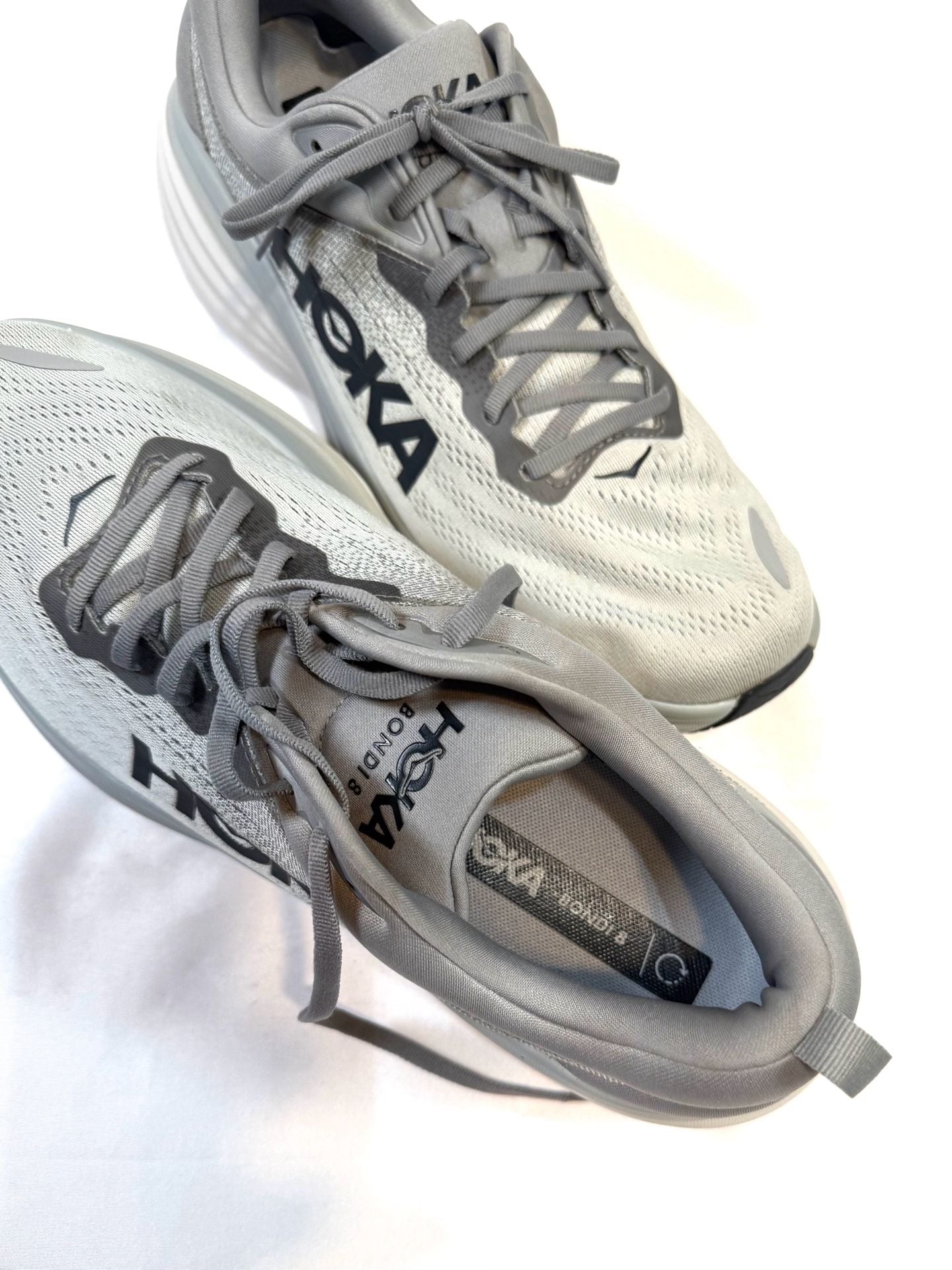 Hoka Men's Bondi 8 Sneakers 13 D Gorpcore Normcore Athleisure Streetwear Minimalist Sharkskin Harbor Mist Gray Grey 1123202 SHMS Running Walking Cushioned Neutral UK 12.5 EU 48 9