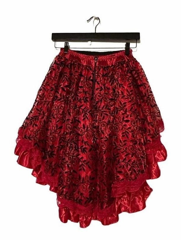 FASHION COSTUMES Red Black High Low Steampunk Gothic Skirt 5