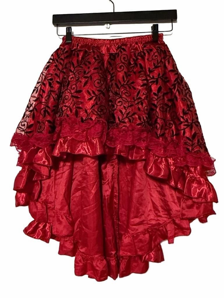 FASHION COSTUMES Red Black High Low Steampunk Gothic Skirt 3