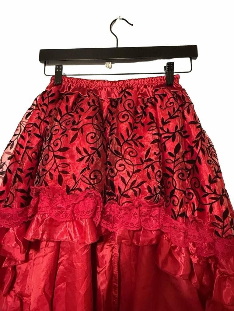 FASHION COSTUMES Red Black High Low Steampunk Gothic Skirt 4
