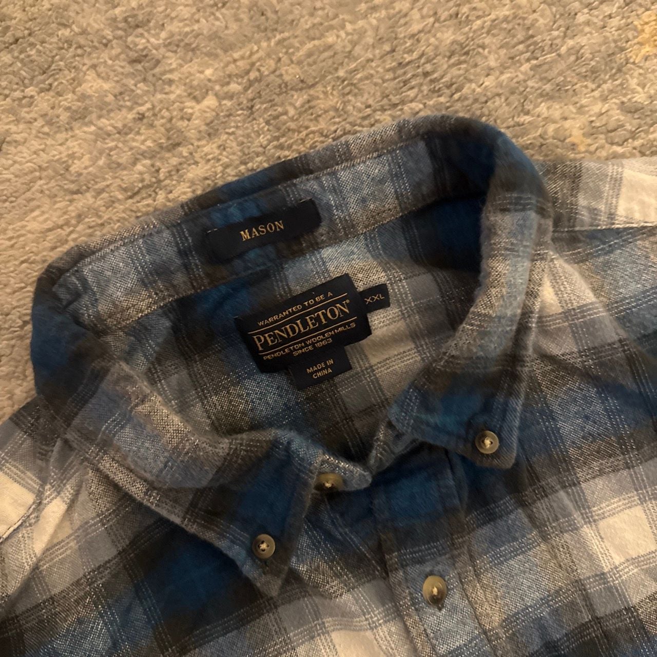 Pendleton Mason Plaid Flannel Button Down Shirt Size XXL Blue 3