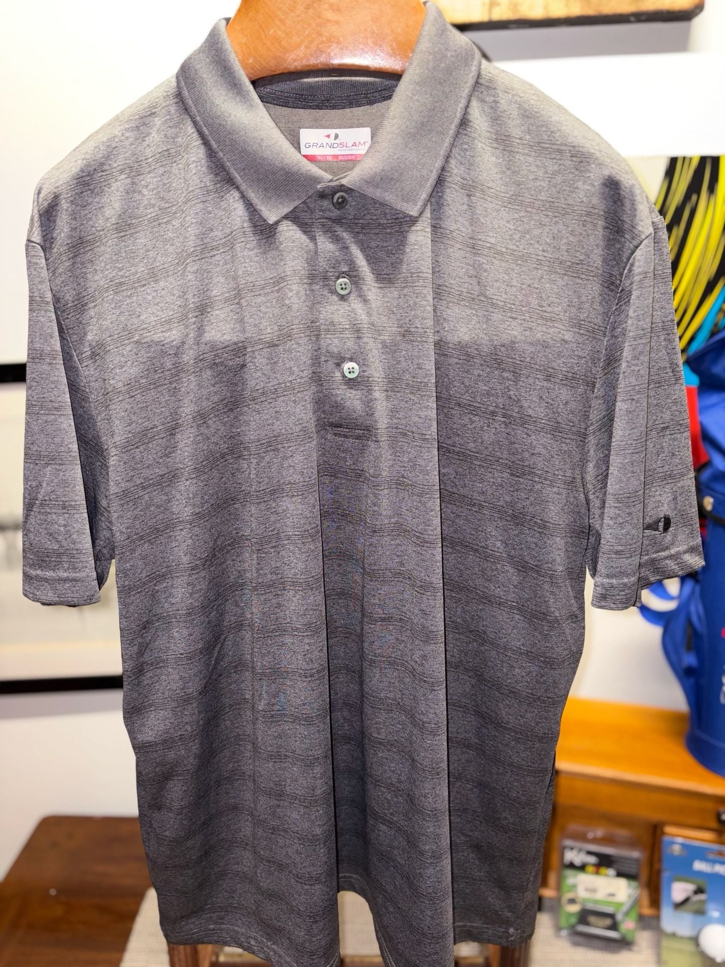 Grand Slam Performance Golf Polo Shirt Size XL Gray Striped 8