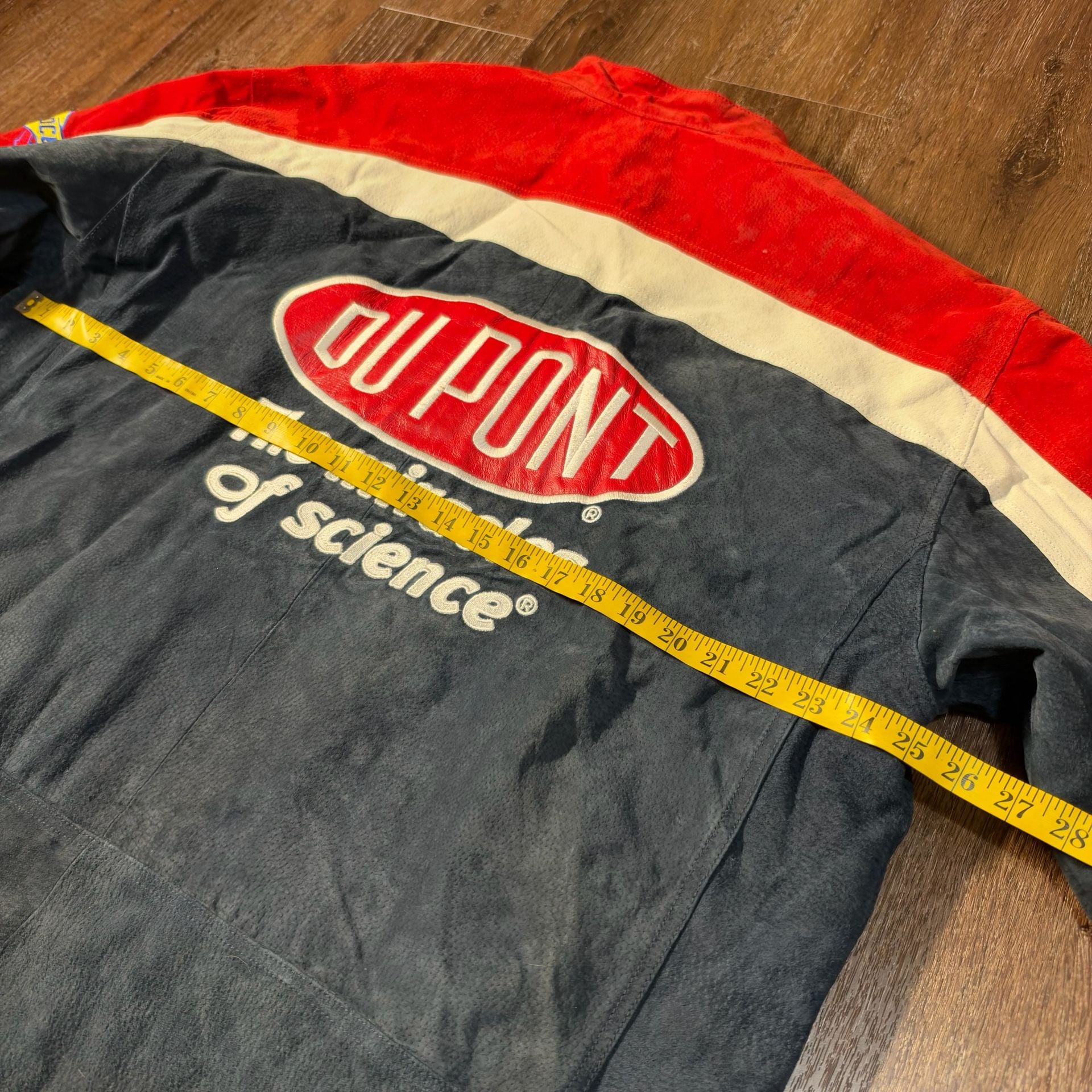 Vintage Wilsons Leather Suede Chase Authentics DuPont Racing Jacket size XL 5