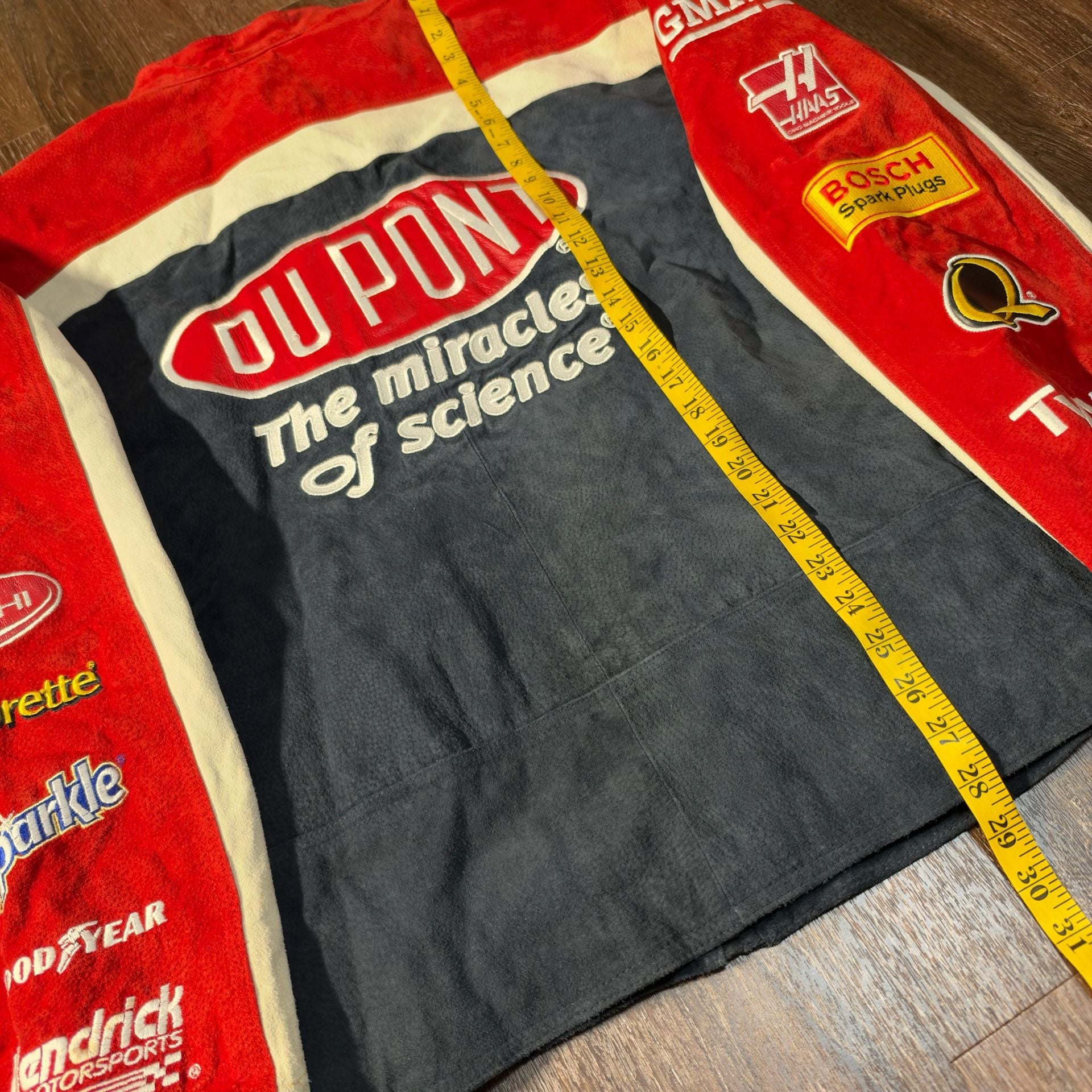 Vintage Wilsons Leather Suede Chase Authentics DuPont Racing Jacket size XL 6