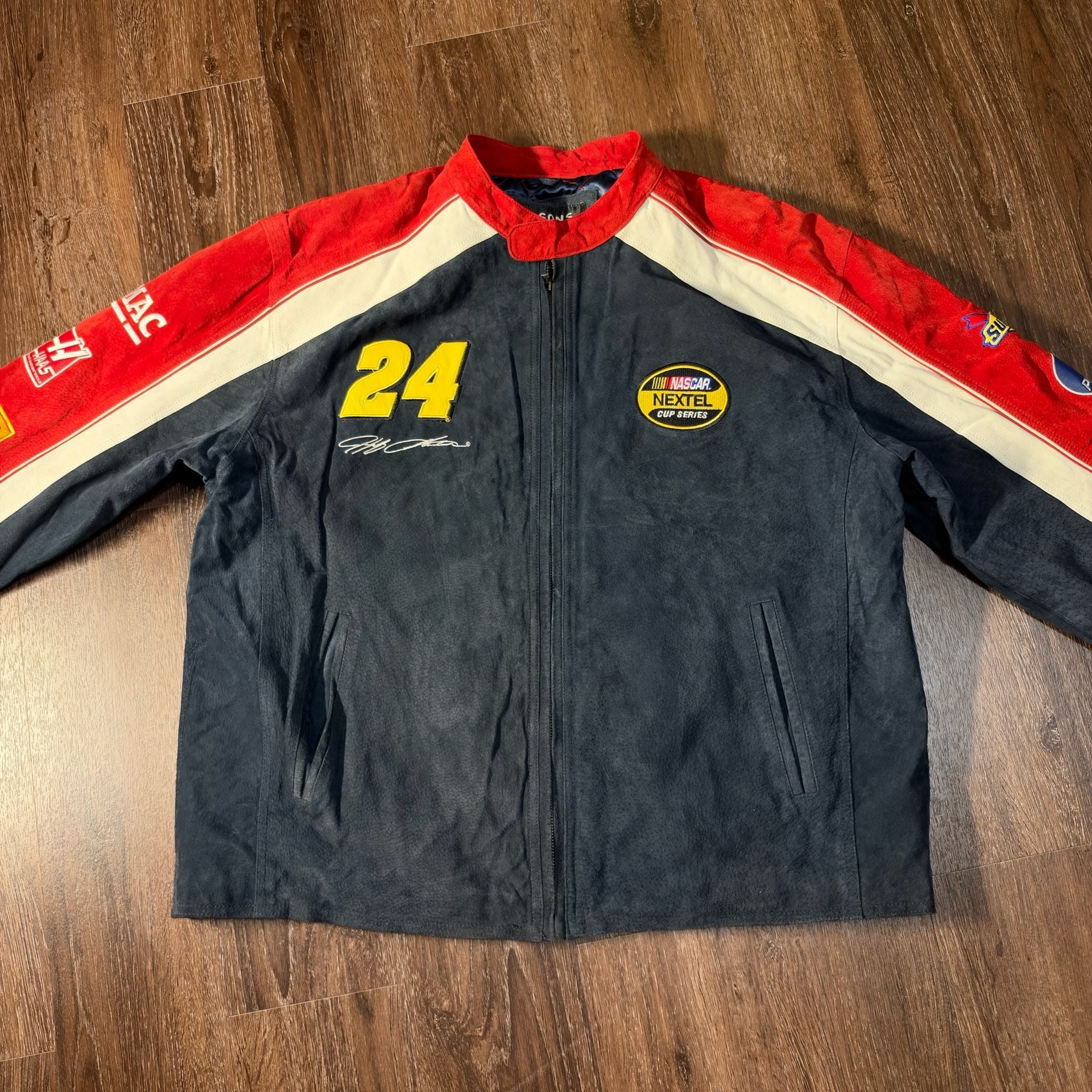 Vintage Wilsons Leather Suede Chase Authentics DuPont Racing Jacket size XL 8