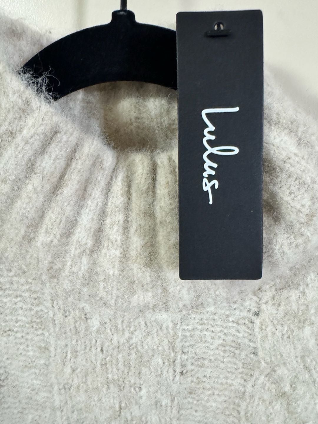 NWT Lulus Mock Neck Sweater Size M Beige Cable Knit Sequin Pullover 5