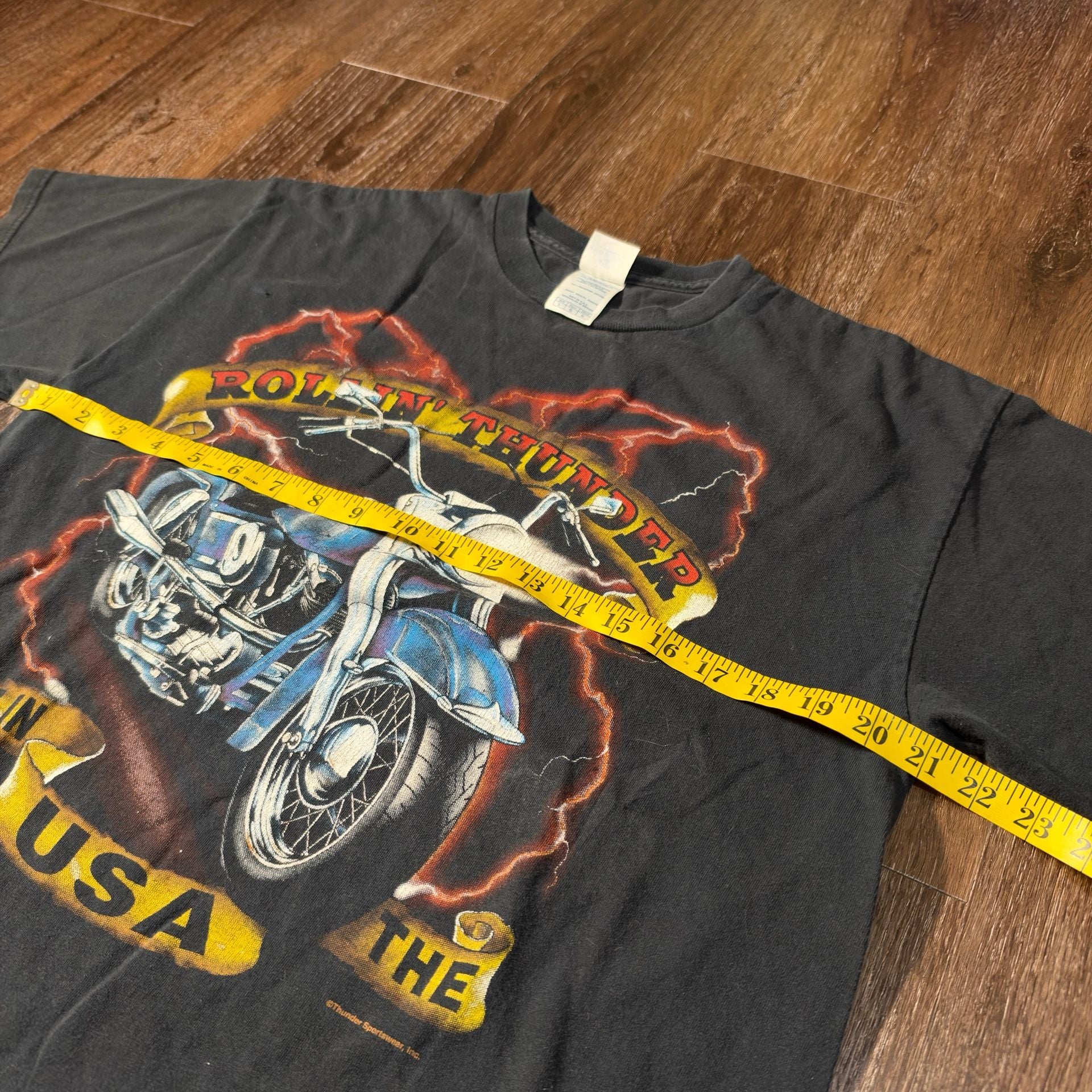 Delta Rollin Thunder Motorcycle T-Shirt Size M Black Lightning Graphic 4