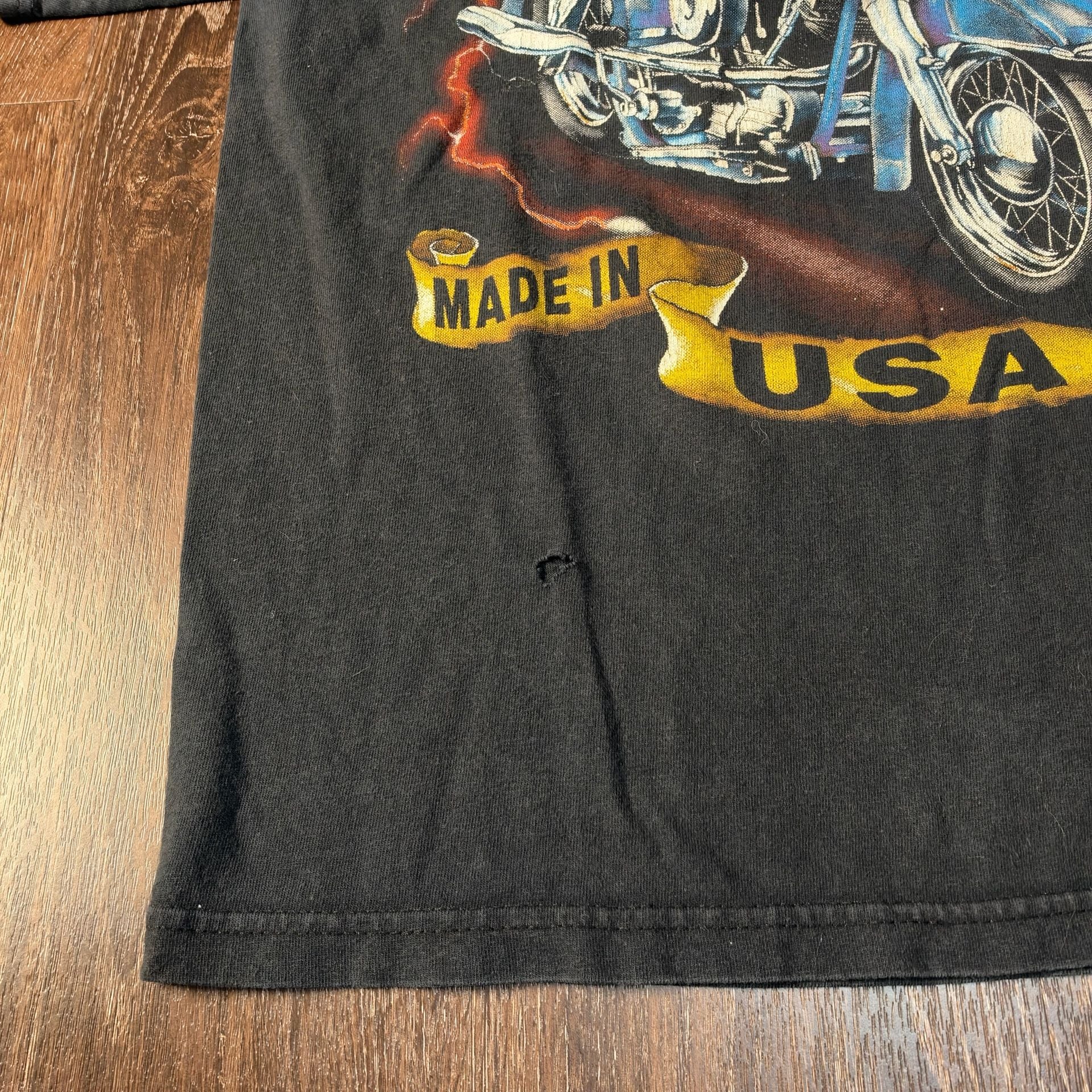 Delta Rollin Thunder Motorcycle T-Shirt Size M Black Lightning Graphic 6