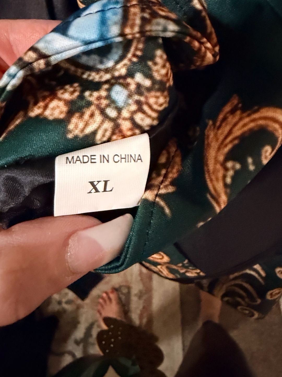 Baroque Print Mandarin Collar Blazer Green Gold Jacket 5