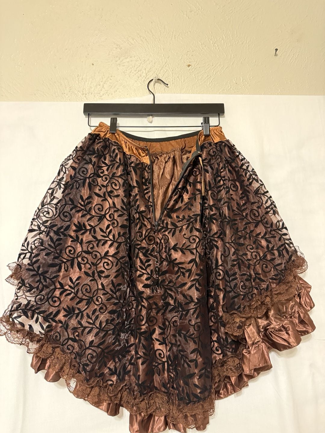 Brown High Low Steampunk gothic Ruffle Skirt 6