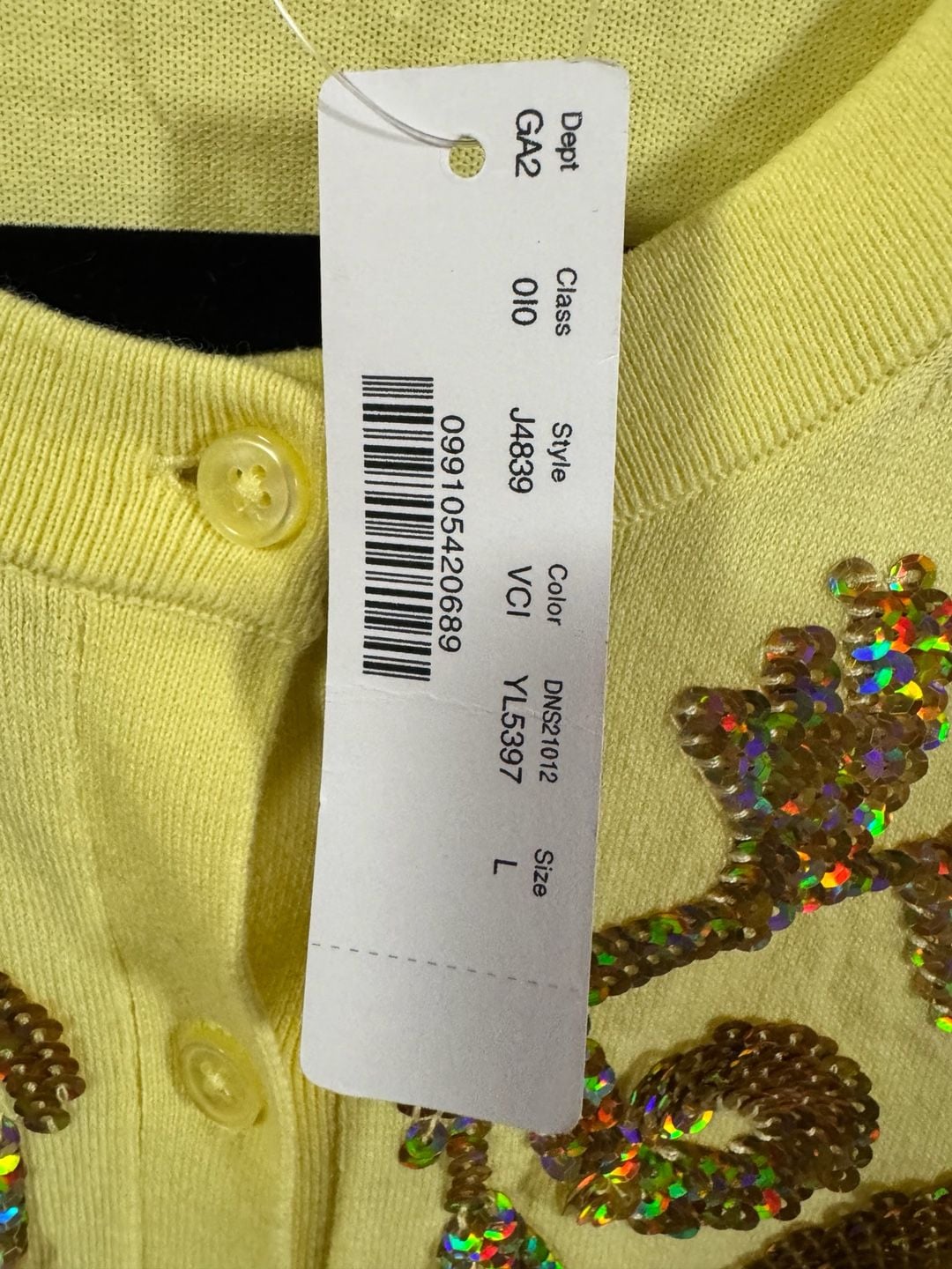 NWT J.Crew Cardigan Sweater Size L Yellow Sequin Floral Embellished New 4