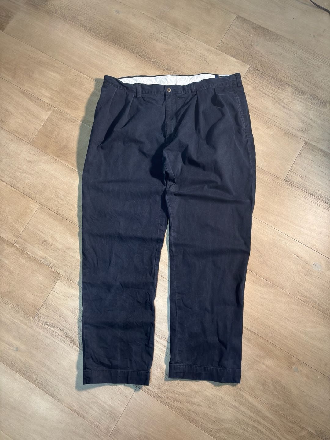 Polo Ralph Lauren Pleated Chinos Size 40x32 Navy Blue Cotton Pants 2