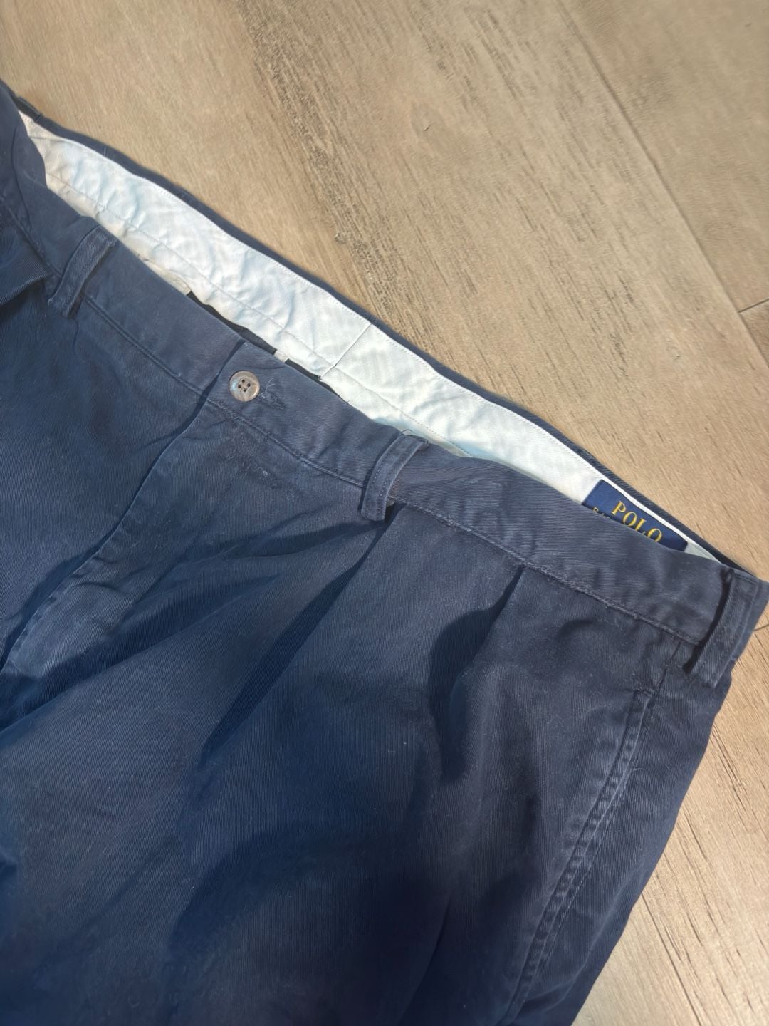 Polo Ralph Lauren Pleated Chinos Size 40x32 Navy Blue Cotton Pants 3