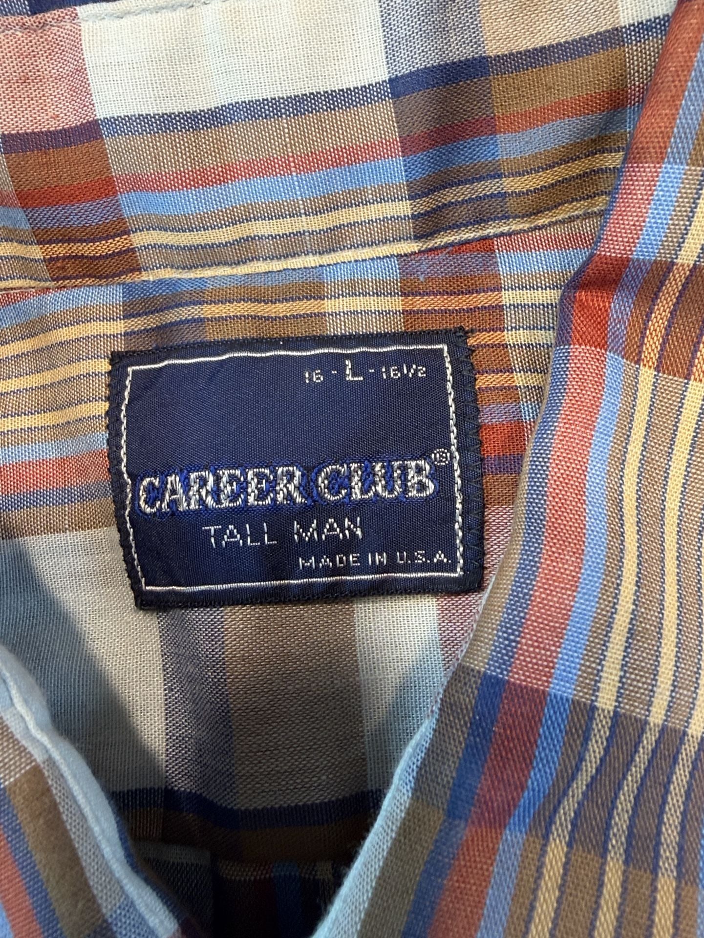Career Club Vintage Plaid Long Sleeve Button Down Men’s Shirt Size L 161/2 Tall 3