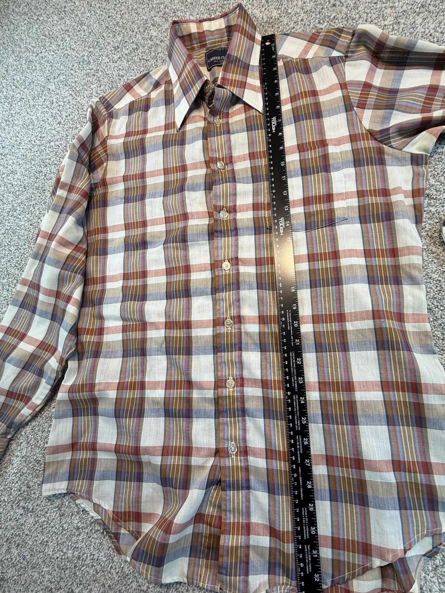 Career Club Vintage Plaid Long Sleeve Button Down Men’s Shirt Size L 161/2 Tall 4