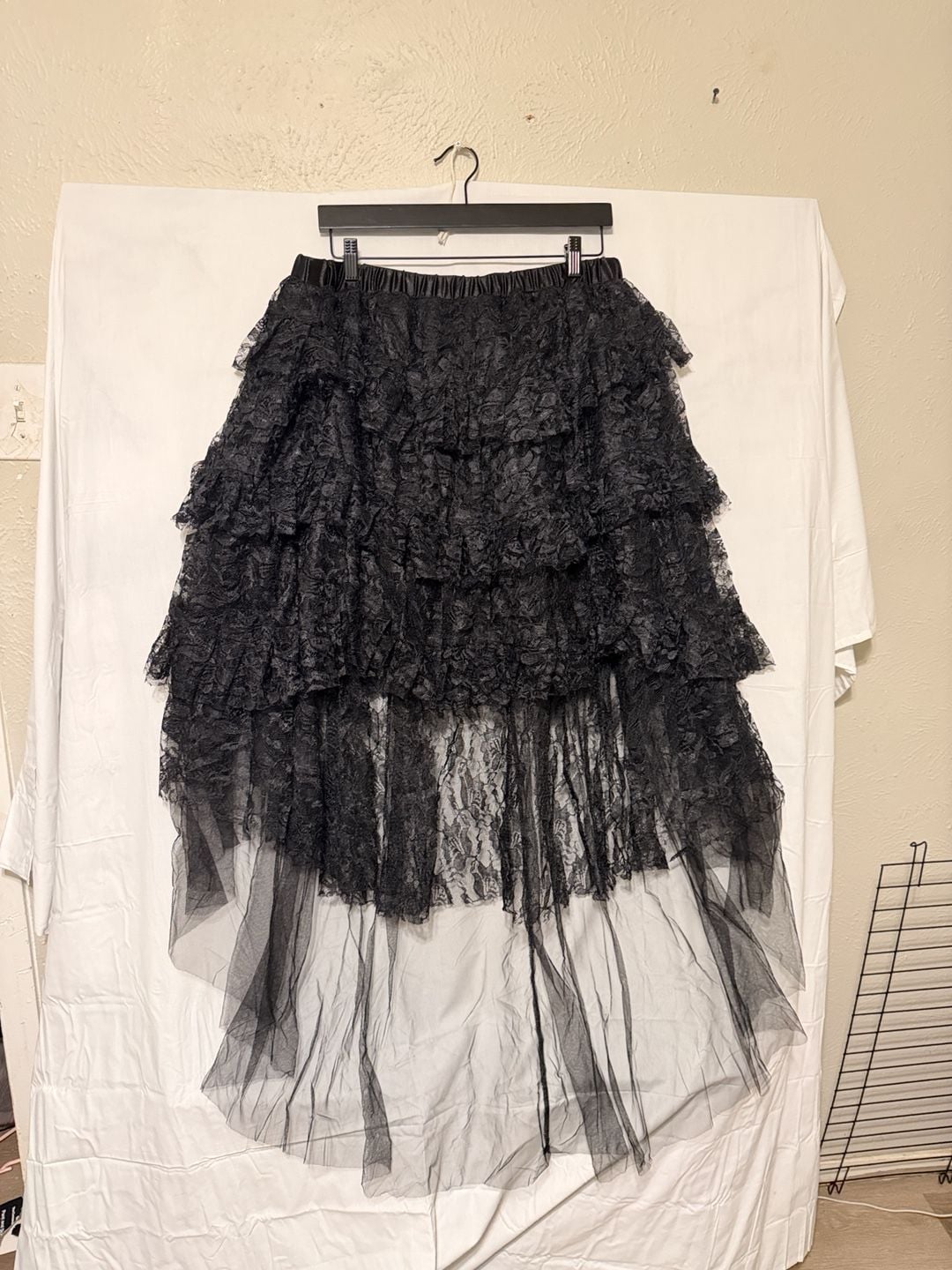Black Lace High Low Tiered Skirt gothic steampunk 6