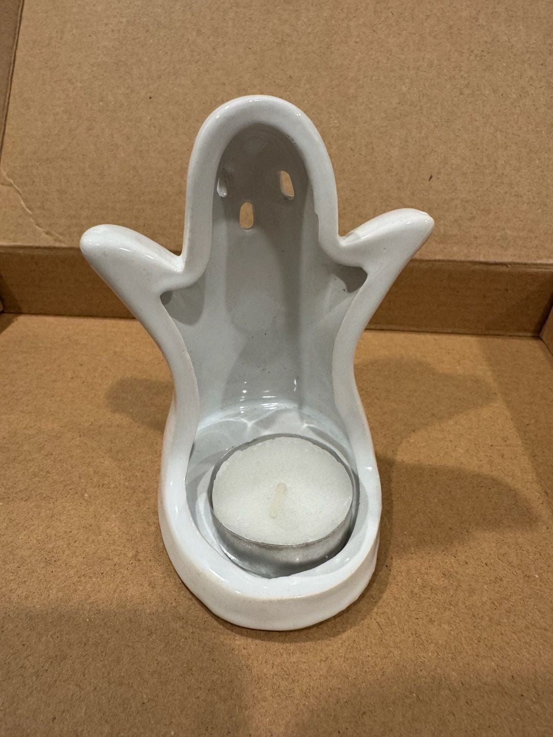 Ceramic Ghost Figurine Tea Light Holder 3