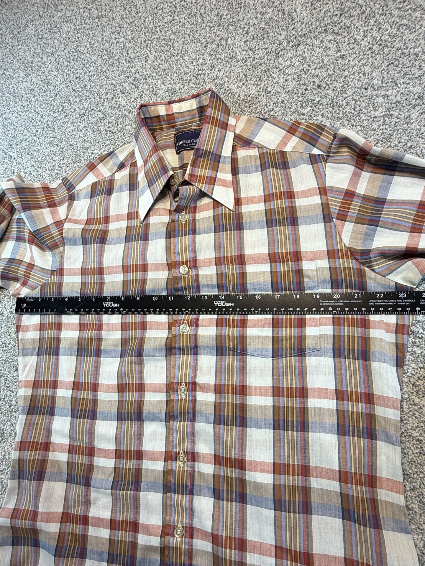 Career Club Vintage Plaid Long Sleeve Button Down Men’s Shirt Size L 161/2 Tall 5