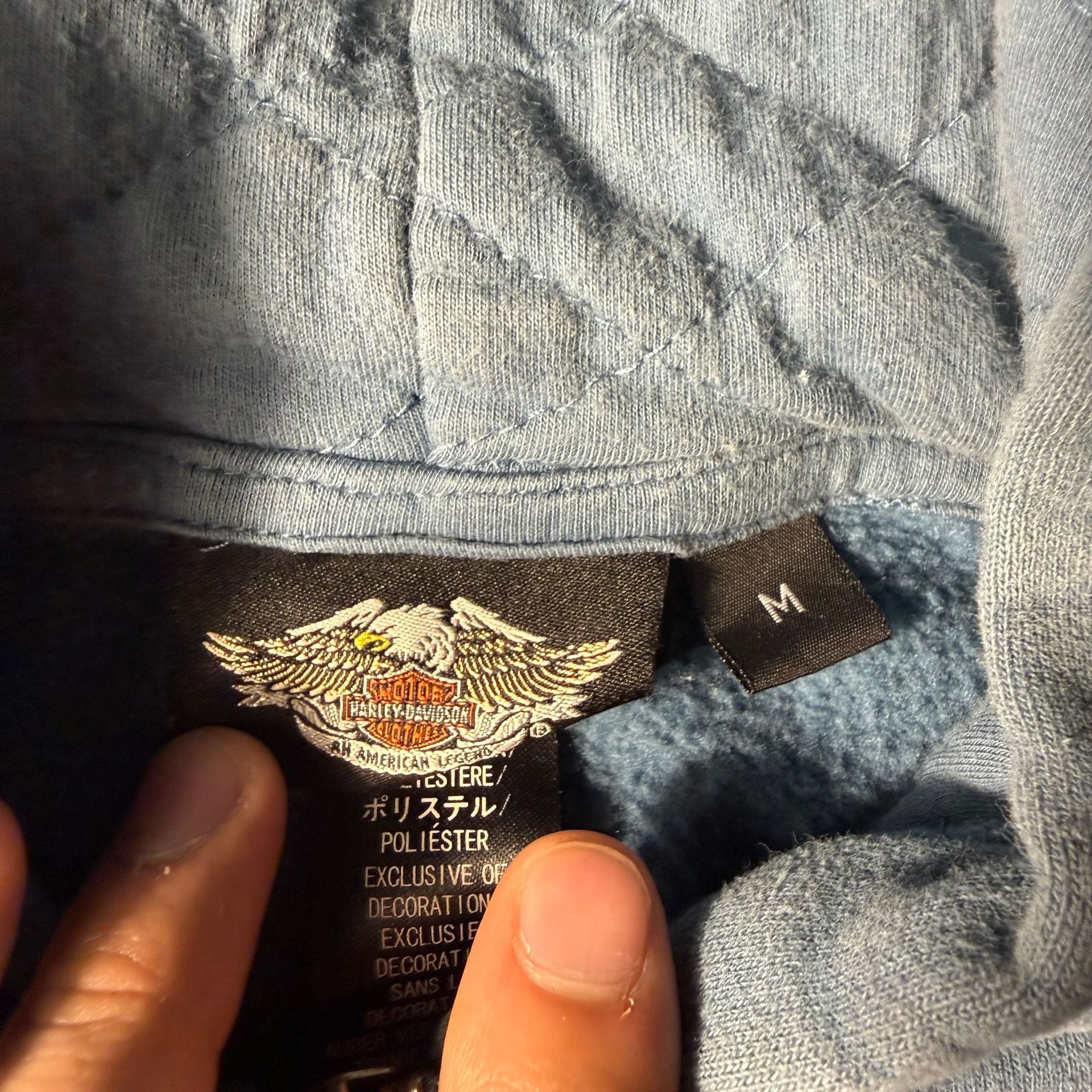 Harley Davidson Zip Up Hoodie Blue Winged Graphic 4