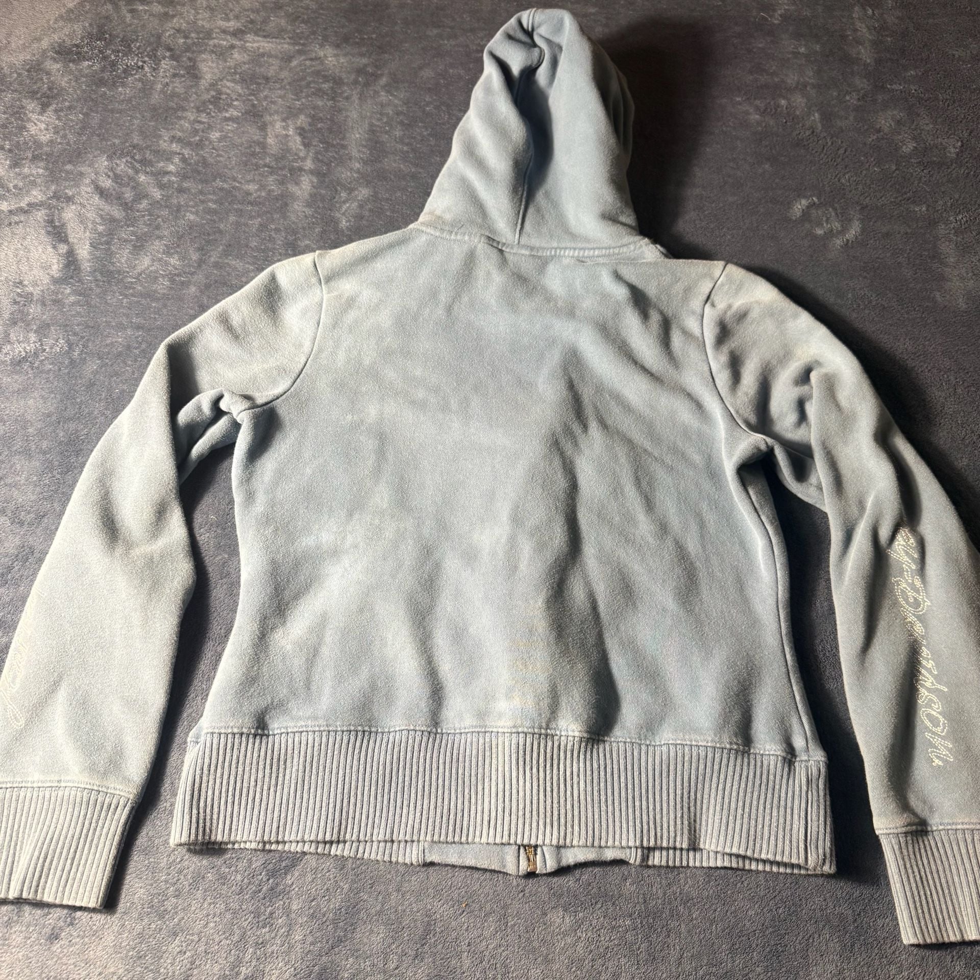 Harley Davidson Zip Up Hoodie Blue Winged Graphic 5