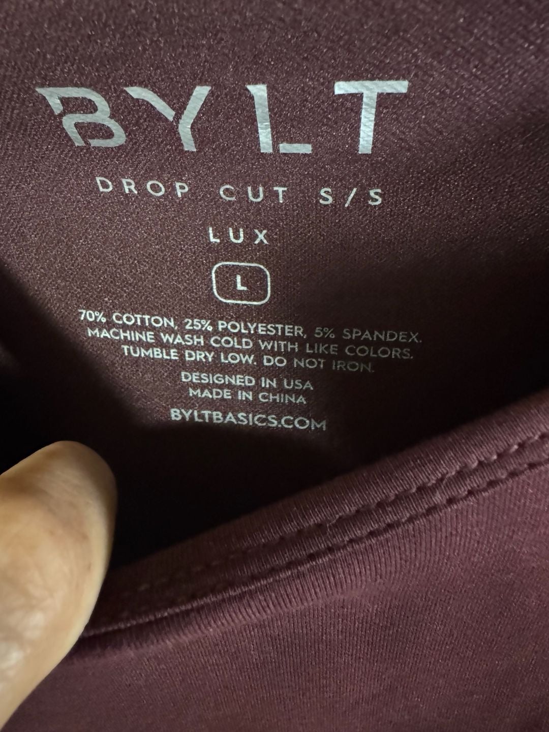 Bylt Drop Cut S/S Lux T-Shirt Size L Burgundy Short Sleeve 4