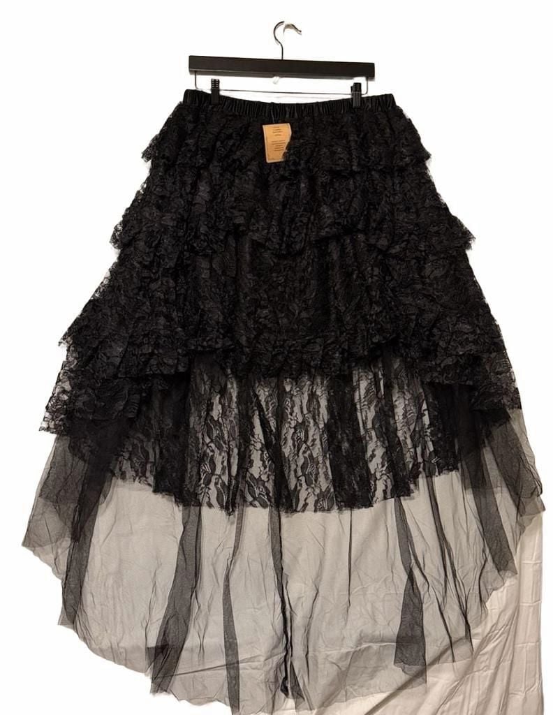 Black Lace High Low Tiered Skirt gothic steampunk 2