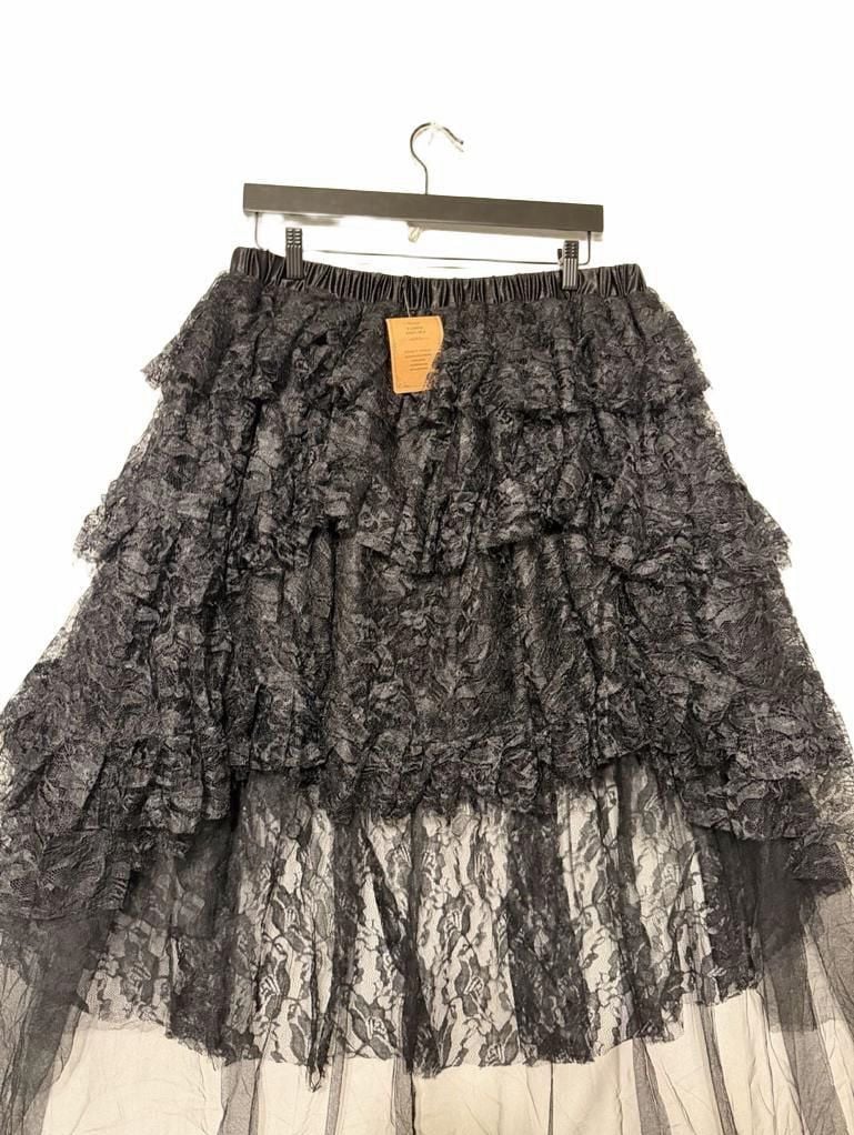 Black Lace High Low Tiered Skirt gothic steampunk 3