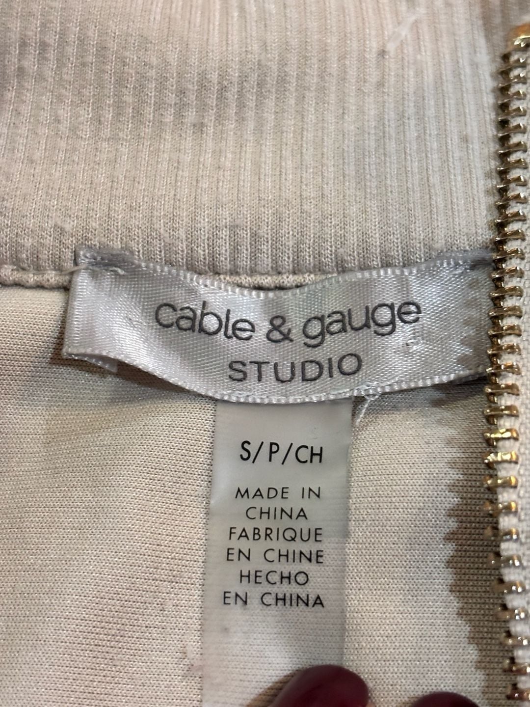 Cable & Gauge Studio 1/4 Zip Pullover Size S Beige Ribbed Sweatshirt 5
