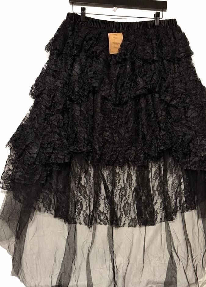 Black Lace High Low Tiered Skirt gothic steampunk 4