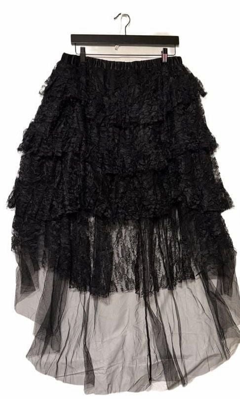 Black Lace High Low Tiered Skirt gothic steampunk 5