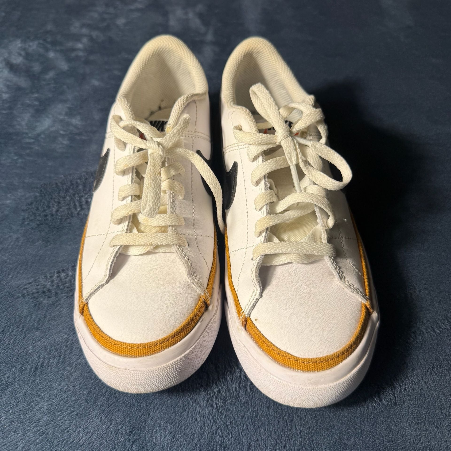 Nike Court Legacy Size 3.5Y White Black Yellow Sneakers 3