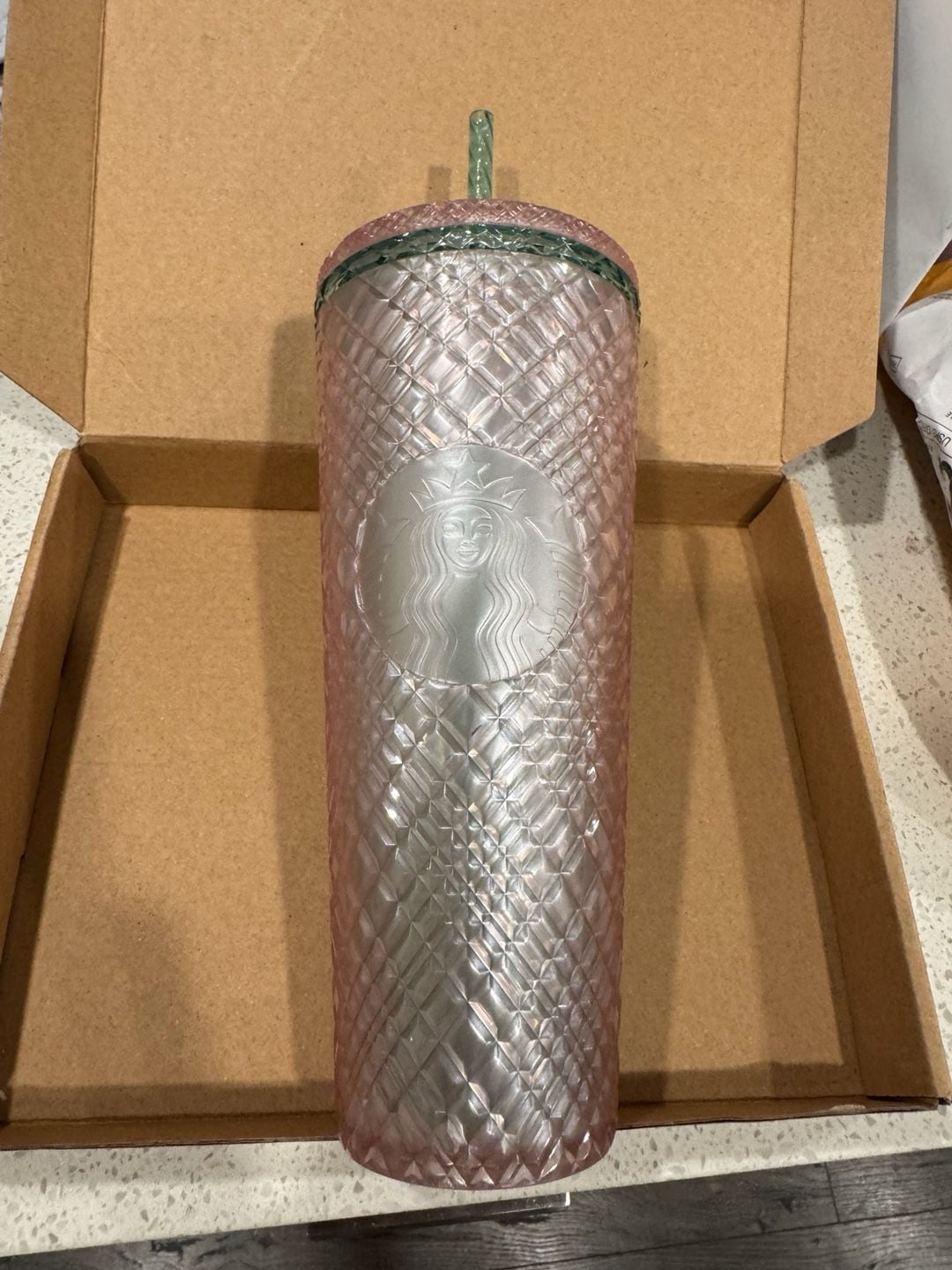 Starbucks Jeweled Pearl Pink and Jade Green Venti Tumbler 1
