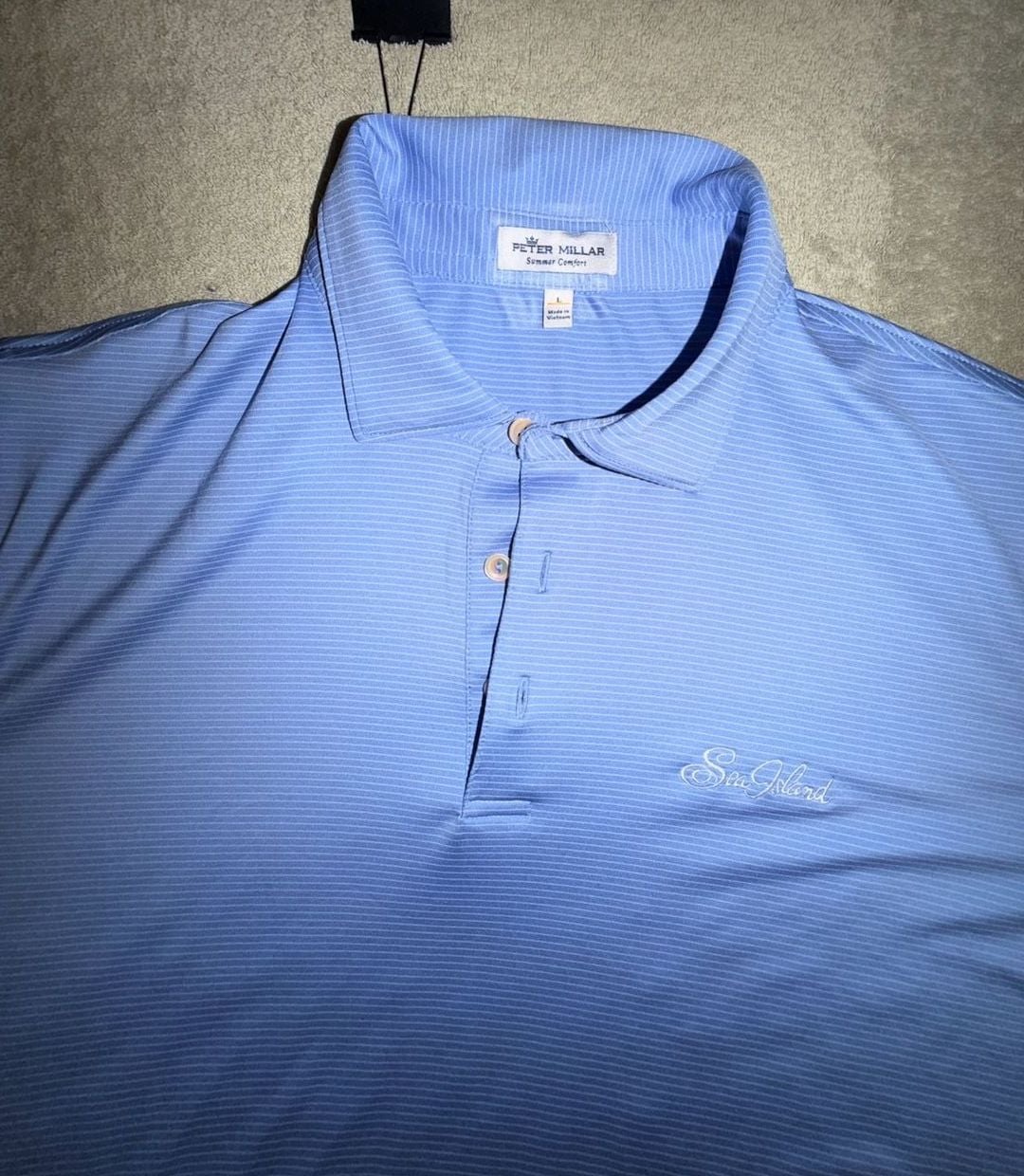 Peter Millar Sea Island Polo Shirt Size L Blue Striped Golf 3