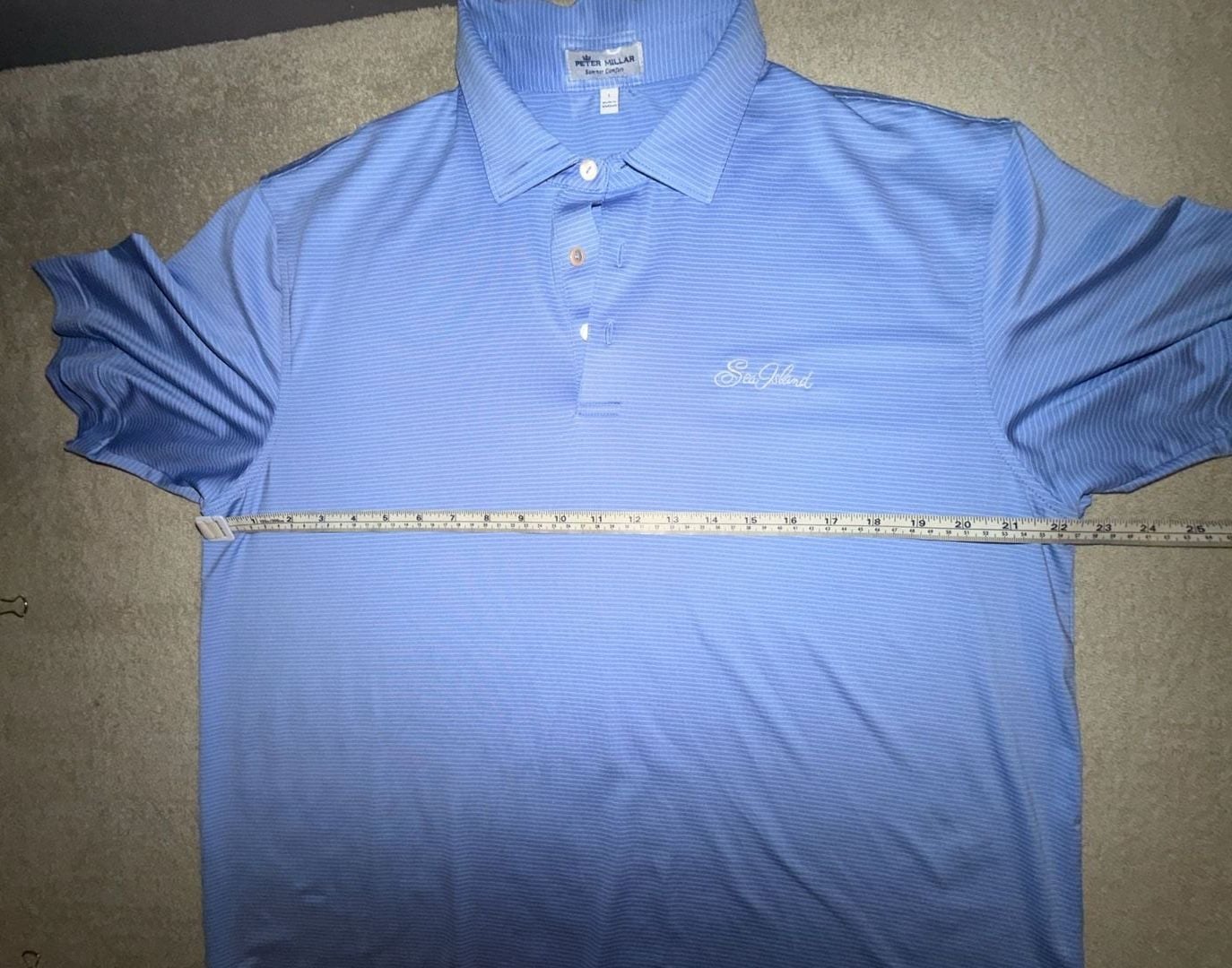 Peter Millar Sea Island Polo Shirt Size L Blue Striped Golf 5