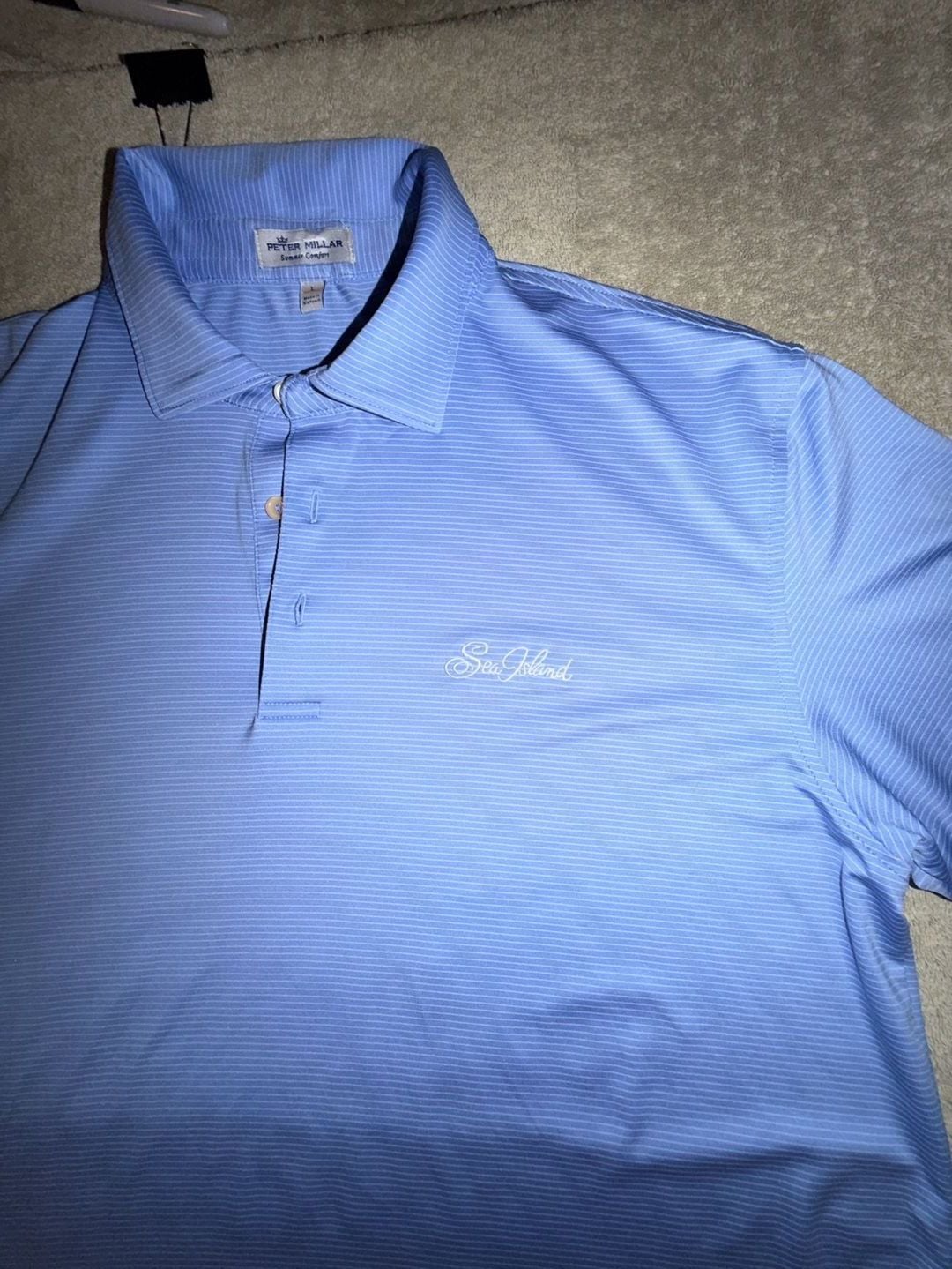 Peter Millar Sea Island Polo Shirt Size L Blue Striped Golf 4