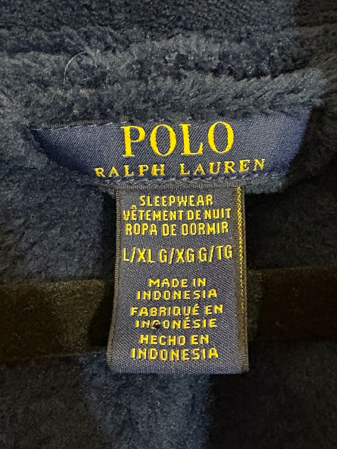 Polo Ralph Lauren Robe Size L/XL Navy Blue Fleece 3