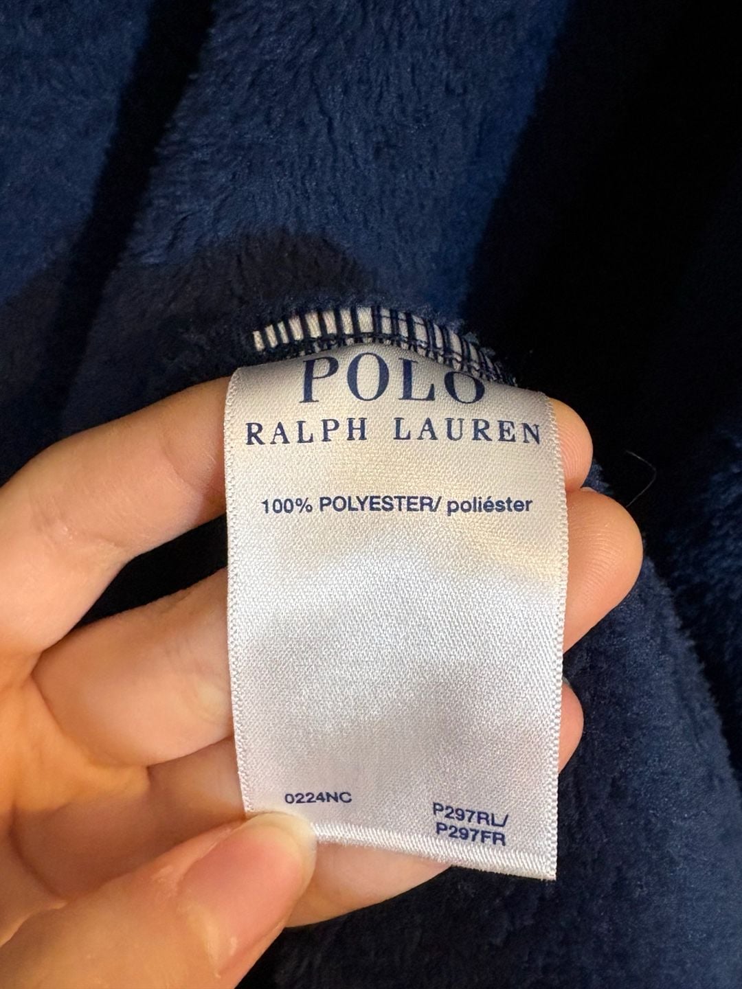 Polo Ralph Lauren Robe Size L/XL Navy Blue Fleece 5