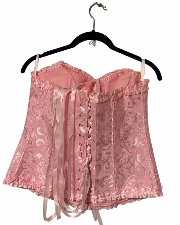 Pink Brocade Corset Size 2XL 7