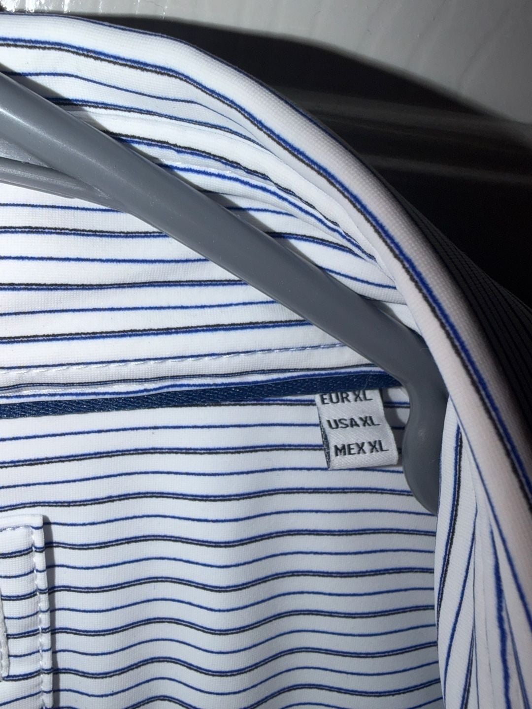 Porter & Ash Dress Shirt Size L Blue White Striped Kinetic Stretch 4