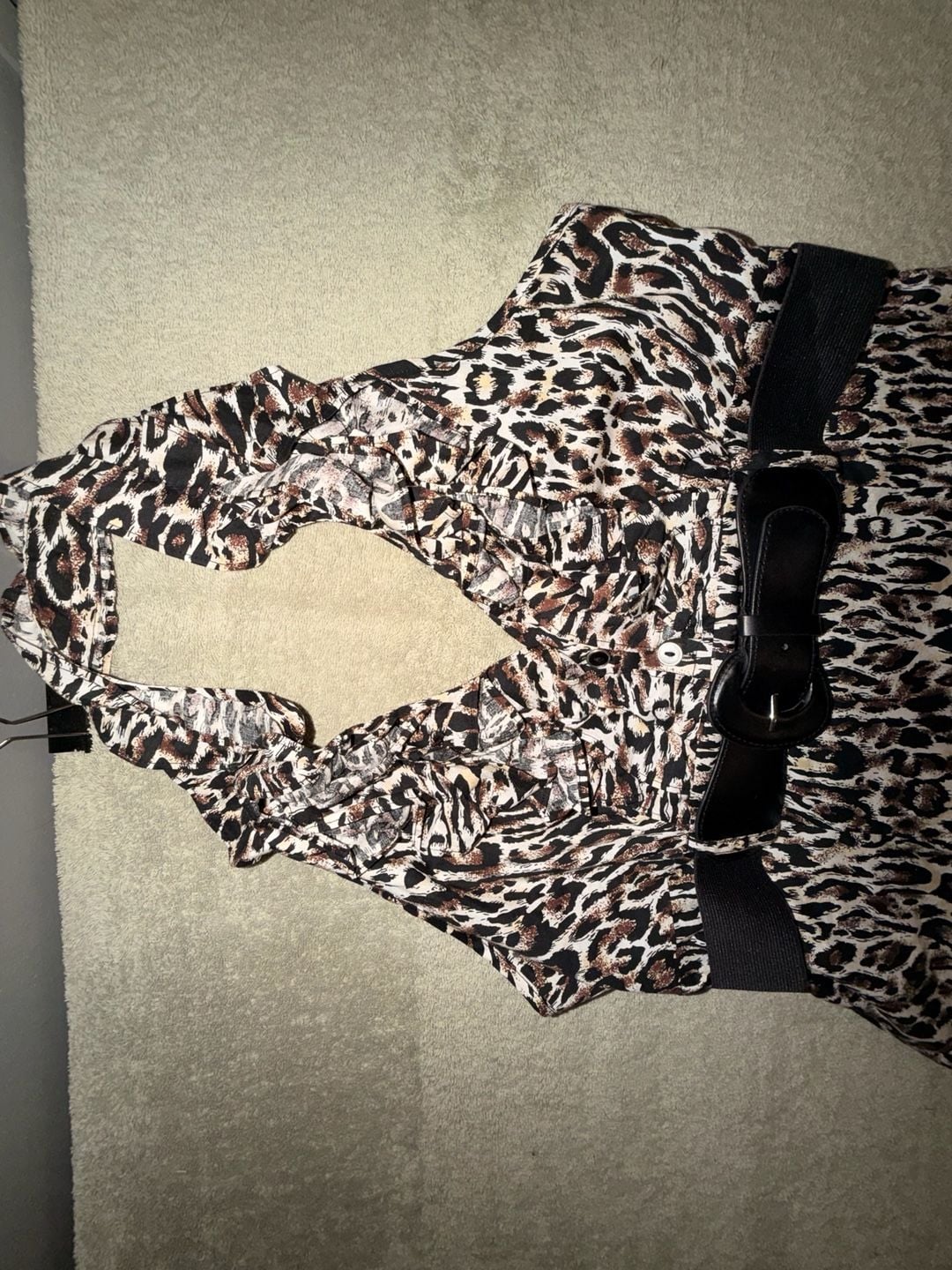 Y2K Leopard Print Halter Top With Belt Animal Print 4
